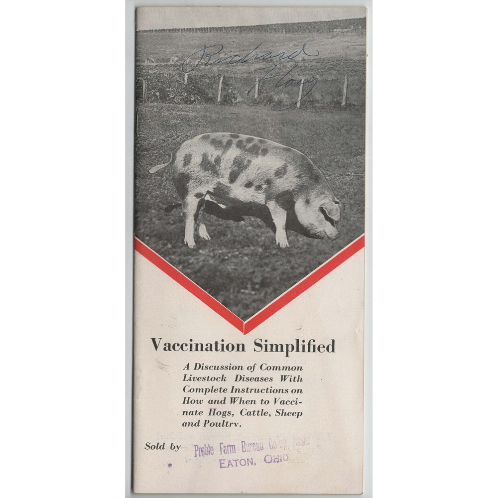 Vintage Anchor Serum Co Vaccination Simplified Livestock Booklet Eaton Ohio - Picture 1 of 3